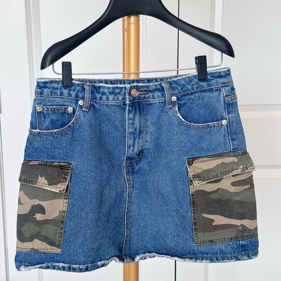 Signature Dresses & Skirts - Signature Blue Denim Mini Skirt with Camouflage Pockets